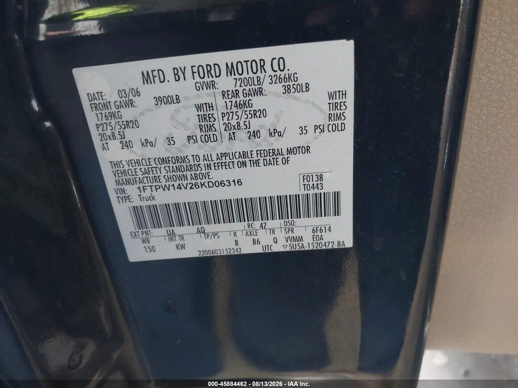 1FTPW14V26KD06316 2006 FORD F-150 photo no. 9