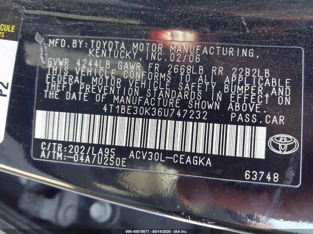 4T1BE30K36U747232 2006 TOYOTA CAMRY photo no. 9