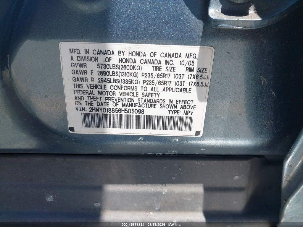2HNYD18856H505098 2006 ACURA MDX photo no. 9