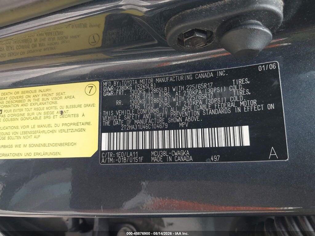 2T2HA31U46C104679 2006 LEXUS RX 330 photo no. 9