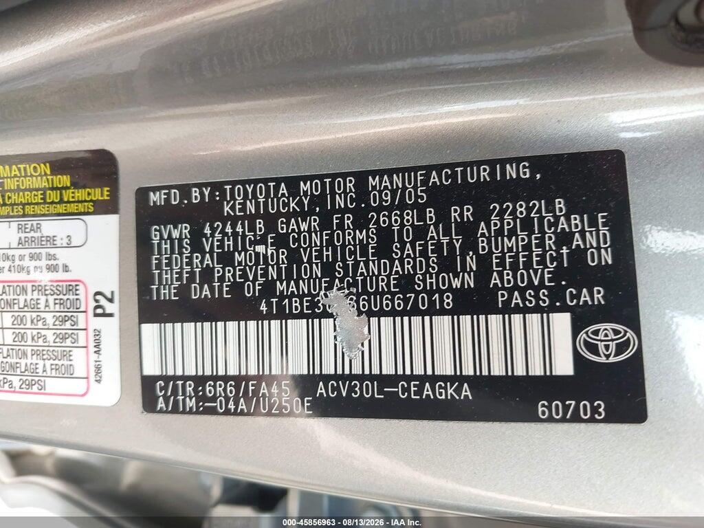 4T1BE30K66U667018 2006 TOYOTA CAMRY photo no. 9