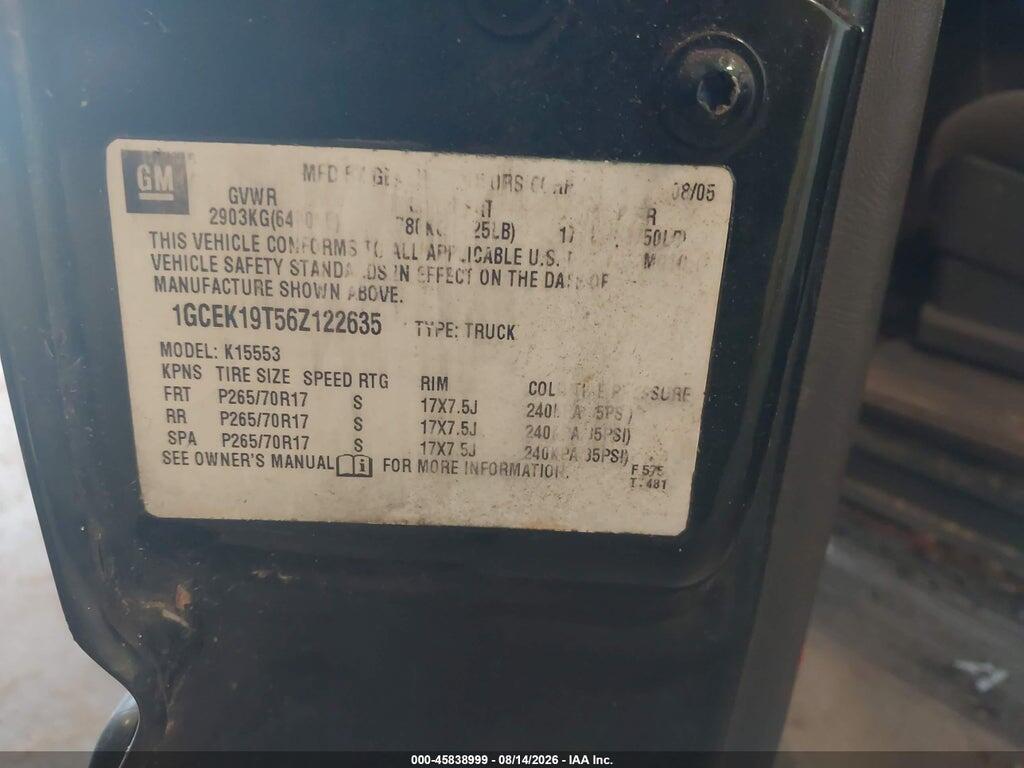 1GCEK19T56Z122635 2006 CHEVROLET SILVERADO 1500 photo no. 9