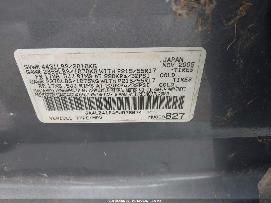 JA4LZ41F46U026674 2006 MITSUBISHI OUTLANDER photo no. 9