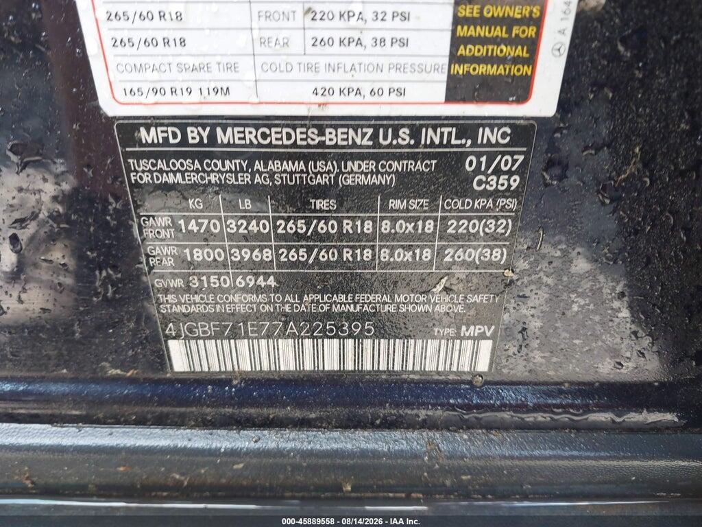 4JGBF71E77A225395 2007 MERCEDES-BENZ GL 450 photo no. 9