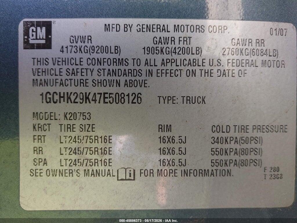 1GCHK29K47E508126 2007 CHEVROLET SILVERADO 2500HD photo no. 9