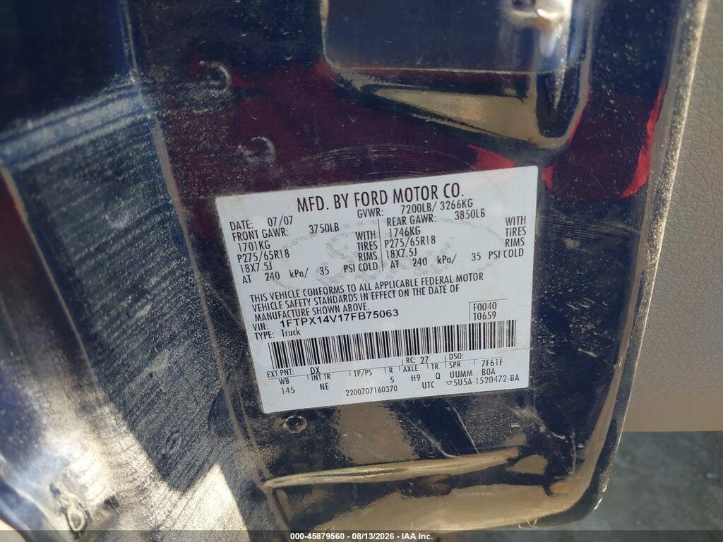 1FTPX14V17FB75063 2007 FORD F-150 photo no. 9