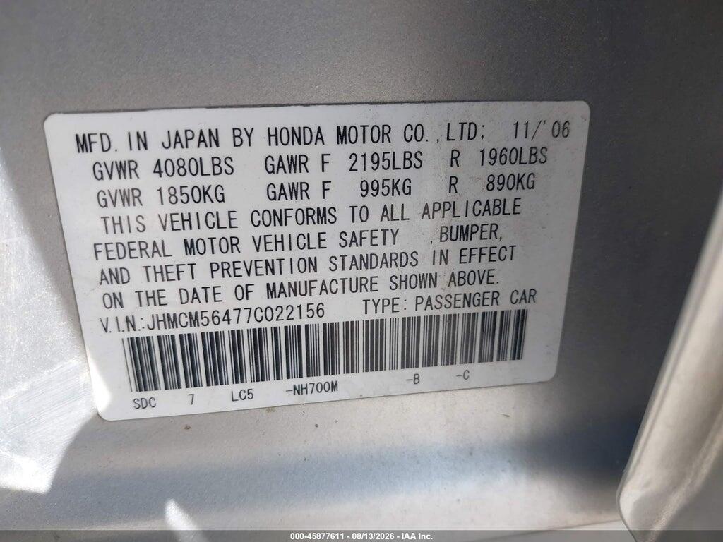 JHMCM56477C022156 2007 HONDA ACCORD photo no. 7