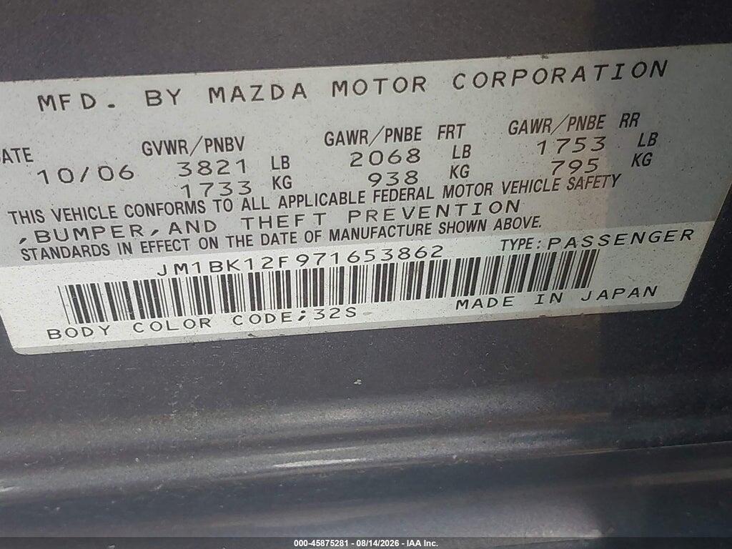 JM1BK12F971653862 2007 MAZDA MAZDA3 photo no. 9