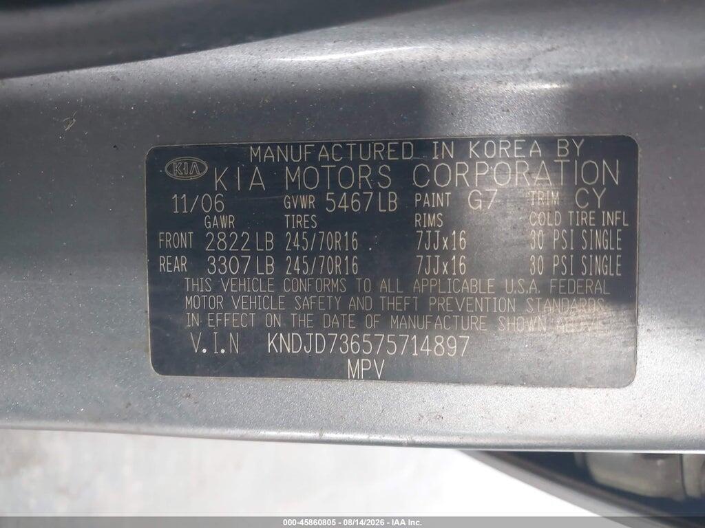 KNDJD736575714897 2007 KIA SORENTO photo no. 9