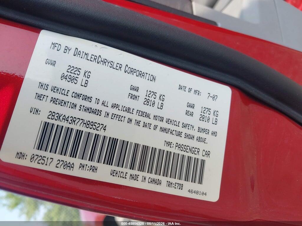 2B3KA43R77H895274 2007 DODGE CHARGER photo no. 9