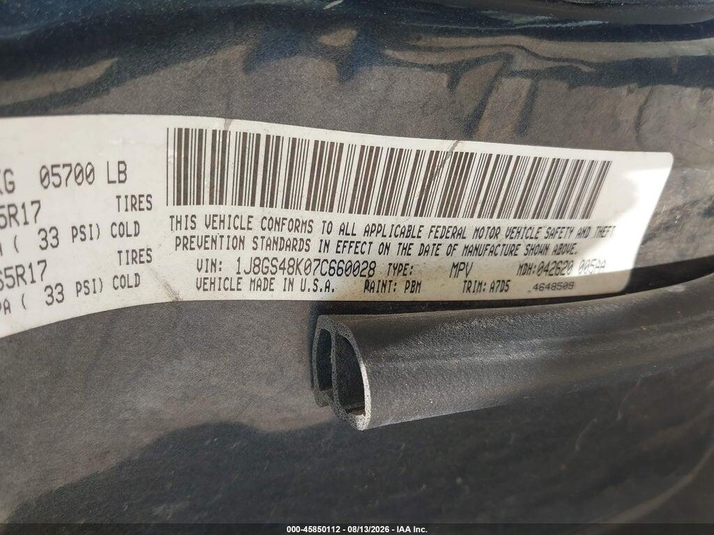 1J8GS48K07C660028 2007 JEEP GRAND CHEROKEE photo no. 9
