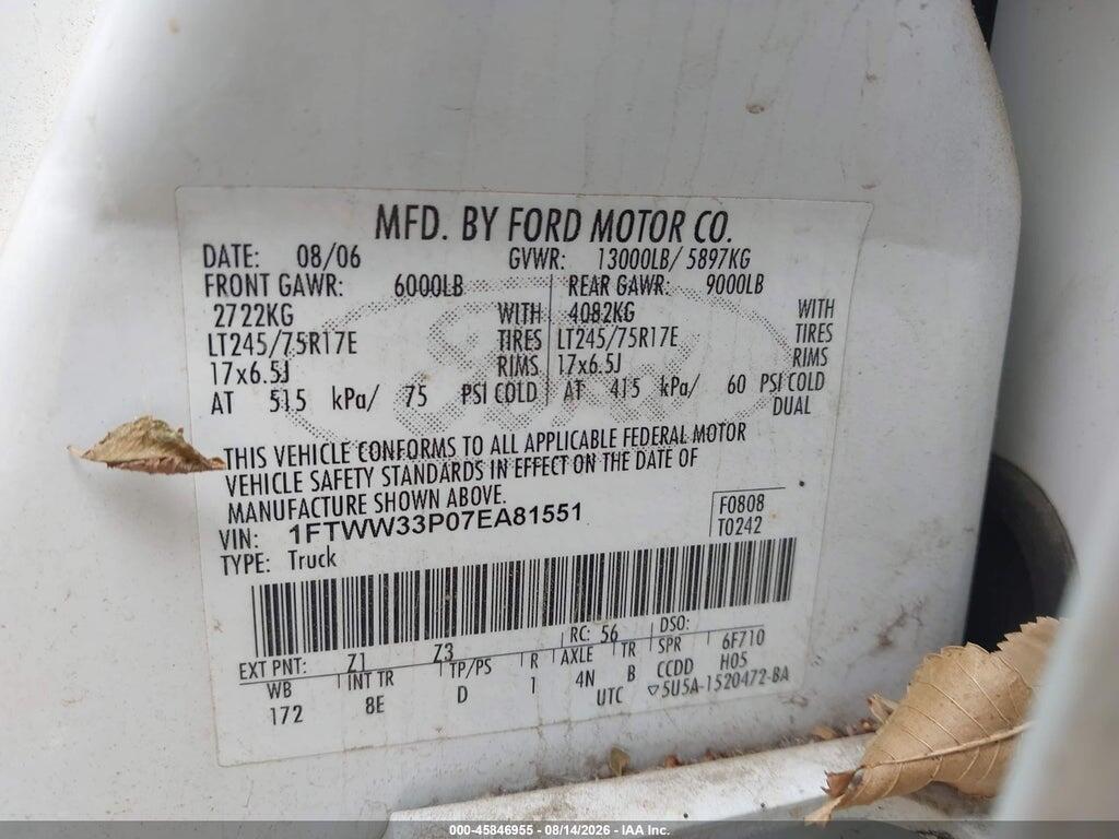 1FTWW33P07EA81551 2007 FORD F-350 photo no. 8