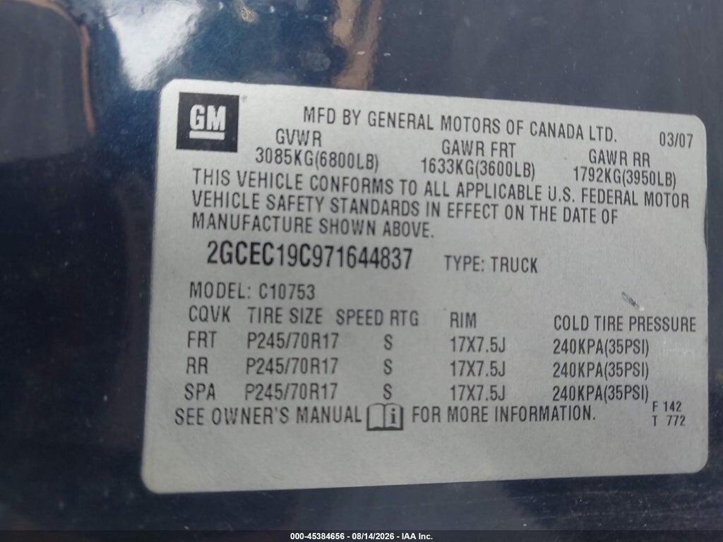 2GCEC19C971644837 2007 CHEVROLET SILVERADO 1500 photo no. 9