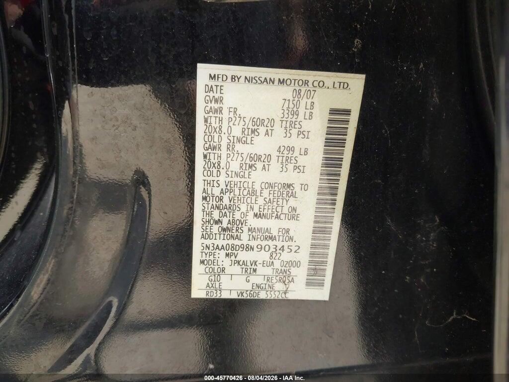 5N3AA08D98N903452 2008 INFINITI QX56 photo no. 9