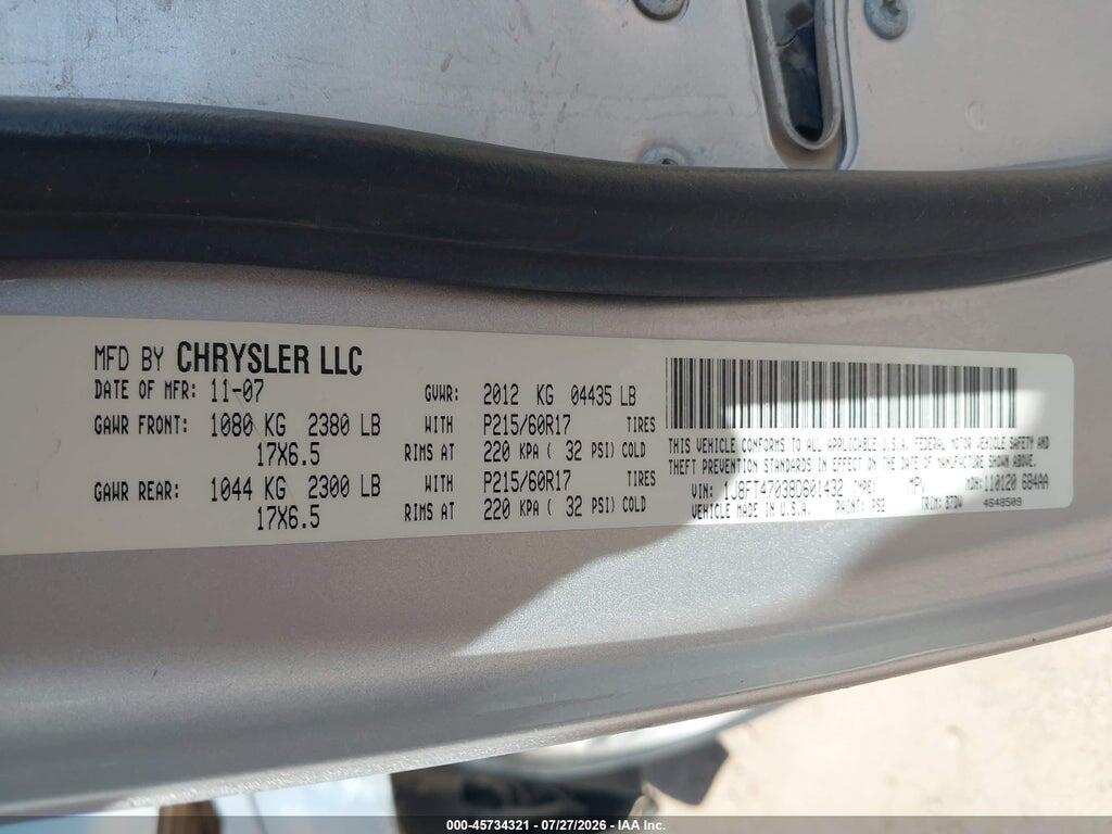 1J8FT47038D601432 2008 JEEP COMPASS photo no. 9
