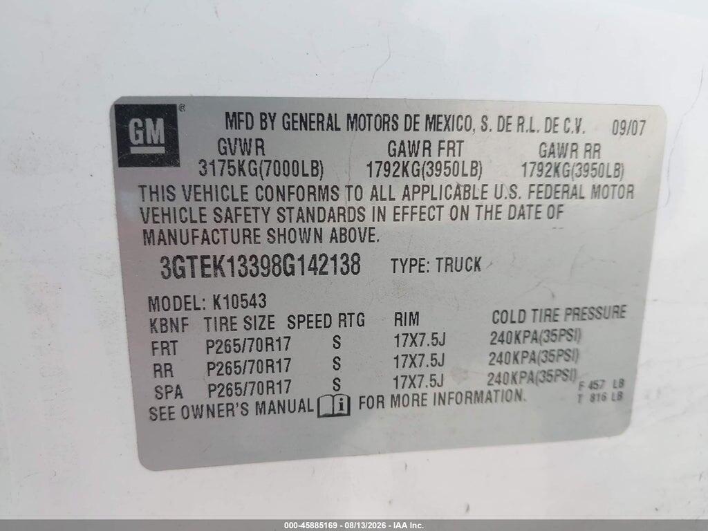 3GTEK13398G142138 2008 GMC SIERRA 1500 photo no. 8