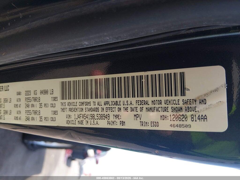 1J4FA54198L538949 2008 JEEP WRANGLER photo no. 9