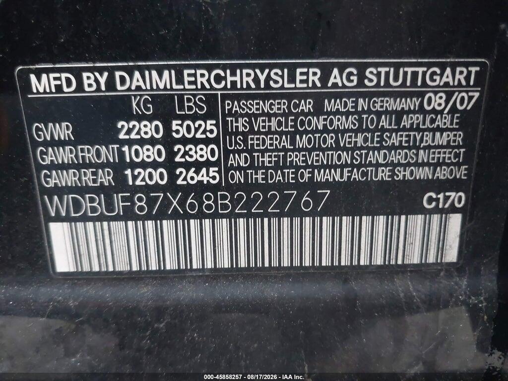 WDBUF87X68B222767 2008 MERCEDES-BENZ E 350 photo no. 9