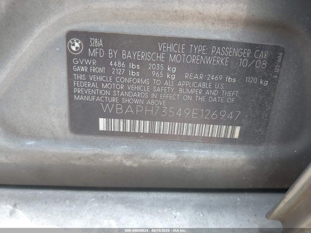 WBAPH73549E126947 2009 BMW 328I photo no. 9