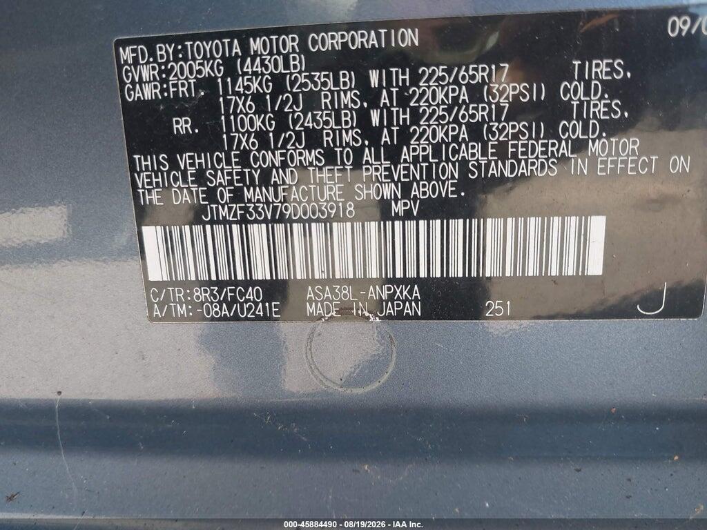 JTMZF33V79D003918 2009 TOYOTA RAV4 photo no. 9