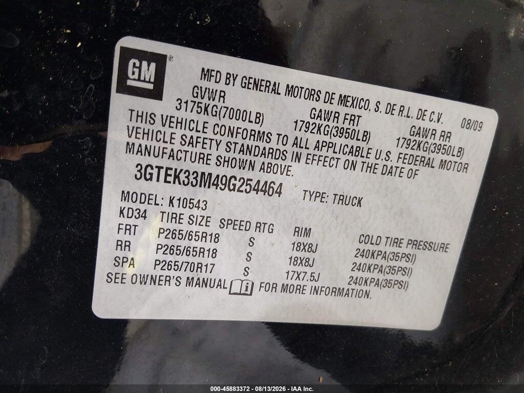 3GTEK33M49G254464 2009 GMC SIERRA 1500 photo no. 9