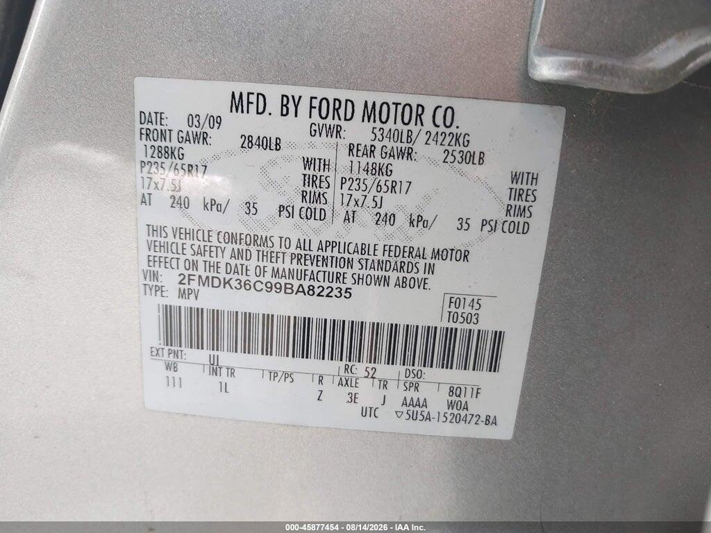 2FMDK36C99BA82235 2009 FORD EDGE photo no. 9