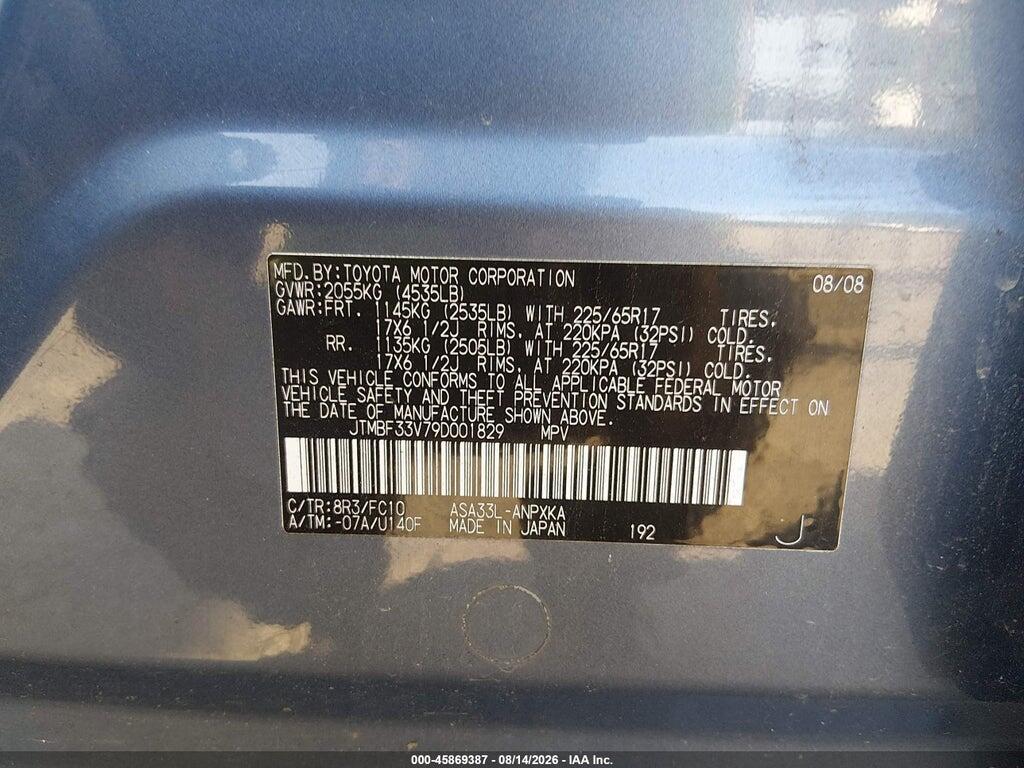 JTMBF33V79D001829 2009 TOYOTA RAV4 photo no. 9