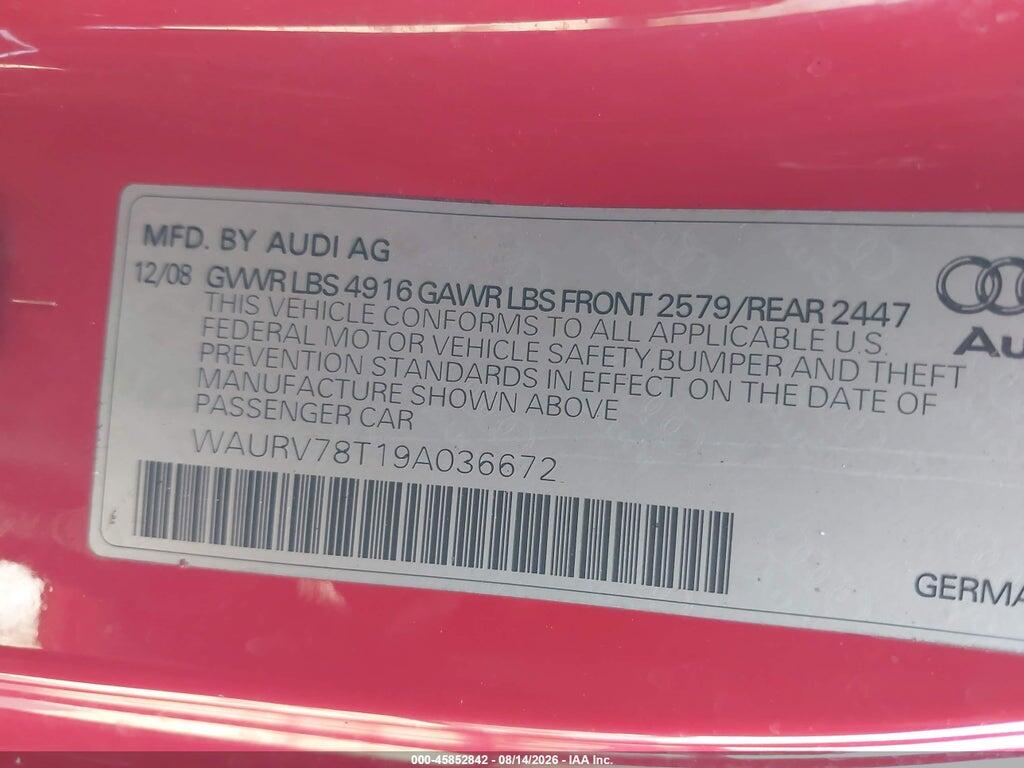 WAURV78T19A036672 2009 AUDI S5 photo no. 9