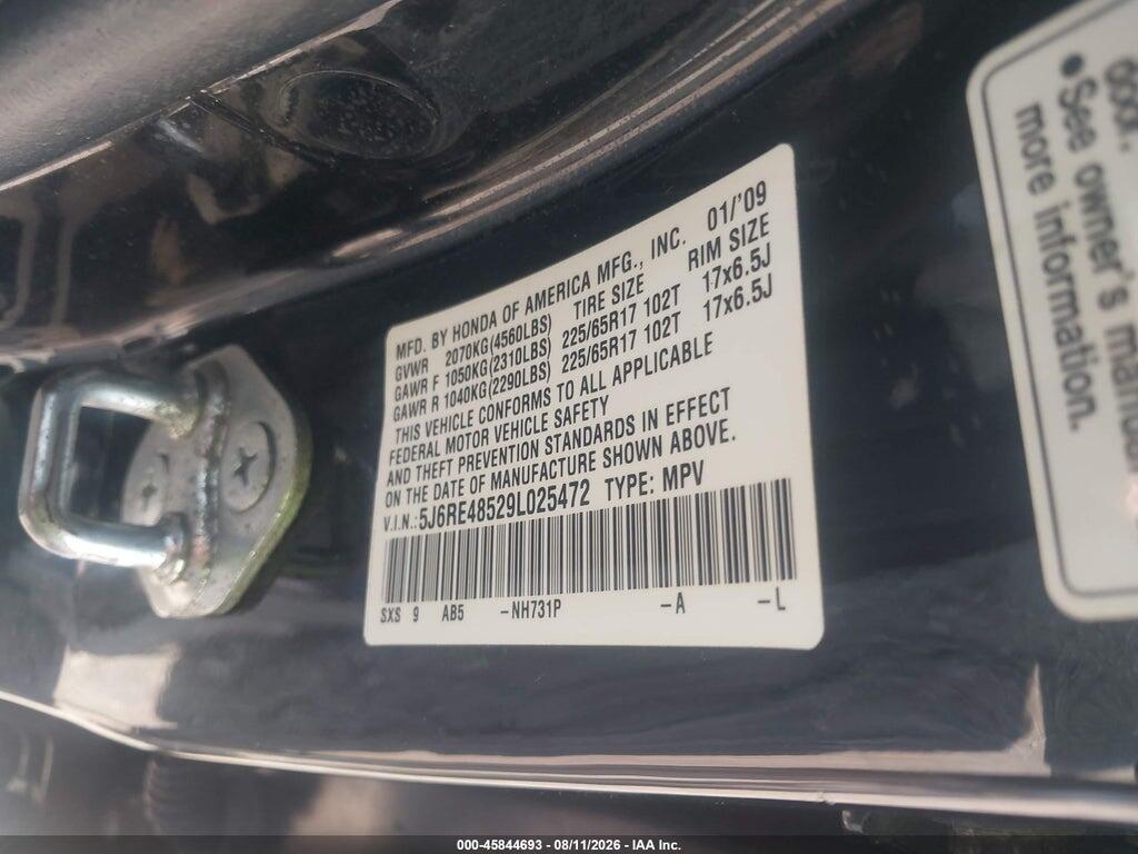 5J6RE48529L025472 2009 HONDA CR-V photo no. 9