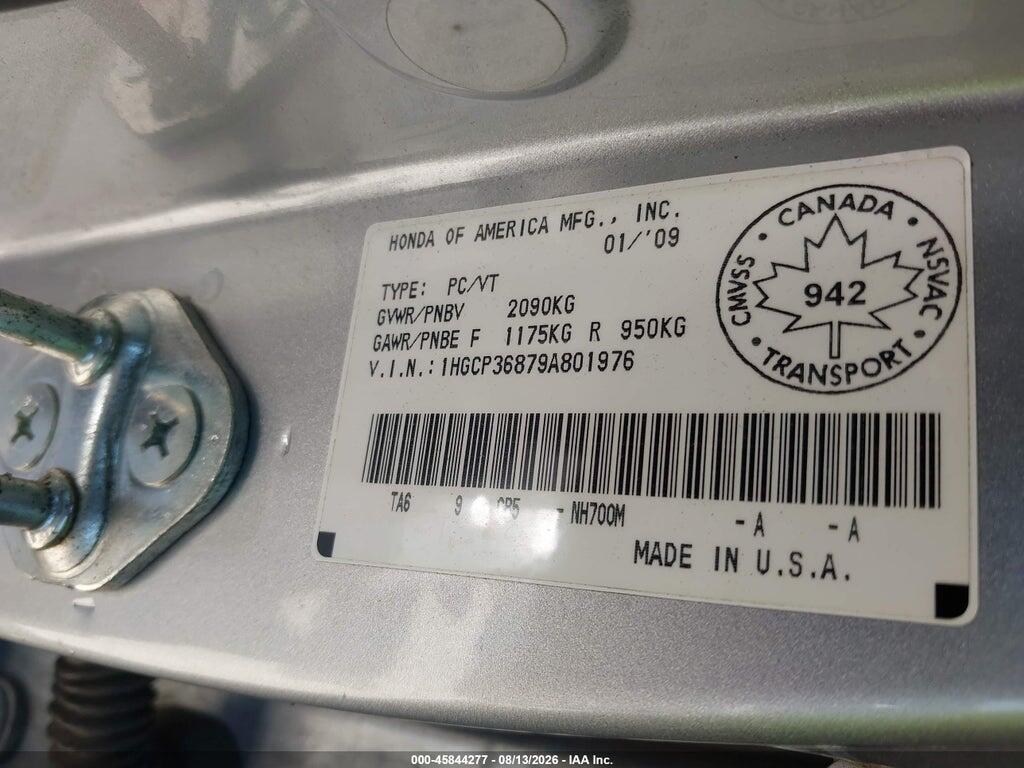 1HGCP36879A801976 2009 HONDA ACCORD photo no. 9