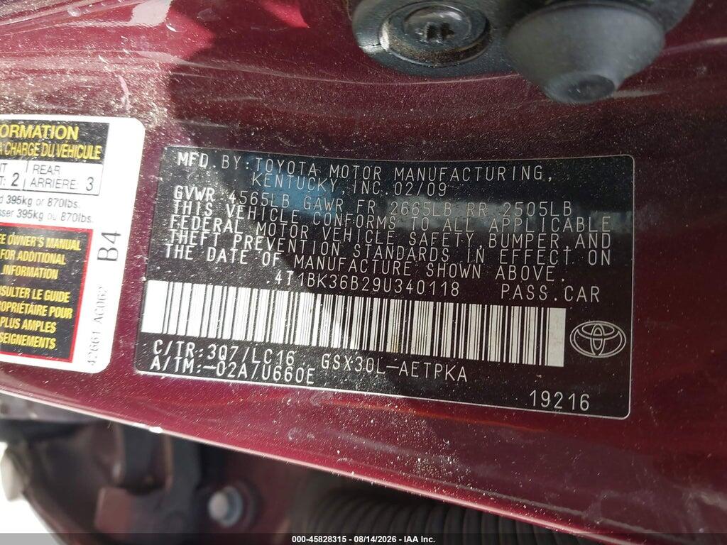 4T1BK36B29U340118 2009 TOYOTA AVALON photo no. 9