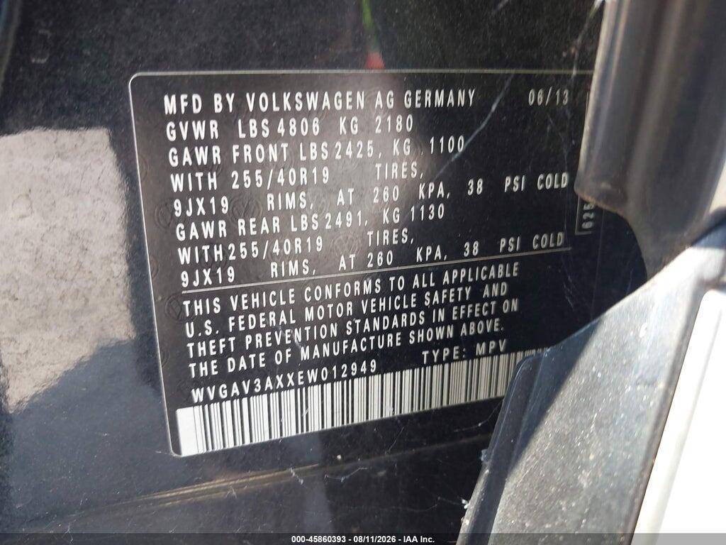 WVGAV3AXXEW012949 2014 VOLKSWAGEN TIGUAN photo no. 9