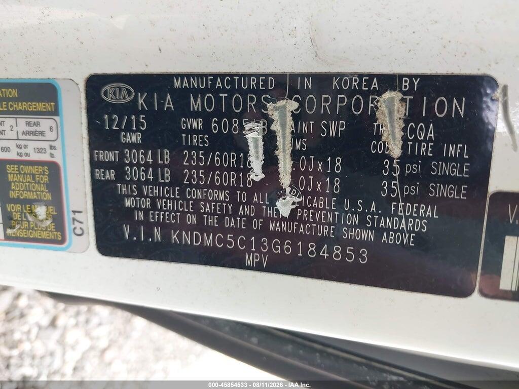 KNDMC5C13G6184853 2016 KIA SEDONA photo no. 9