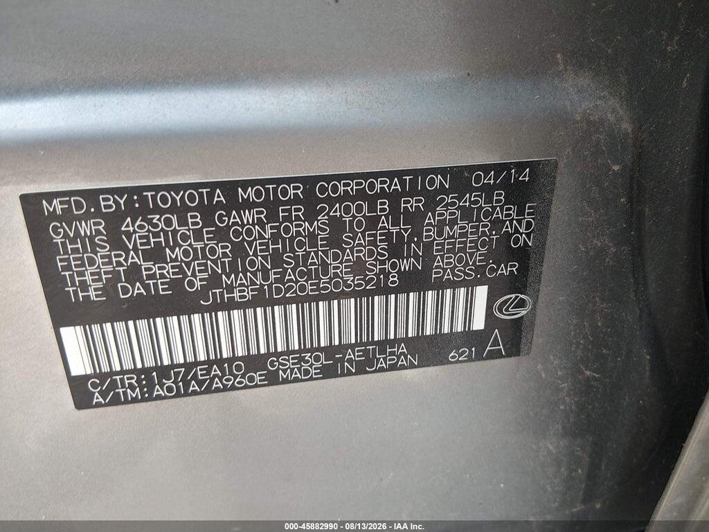 JTHBF1D20E5035218 2014 LEXUS IS 250 photo no. 9