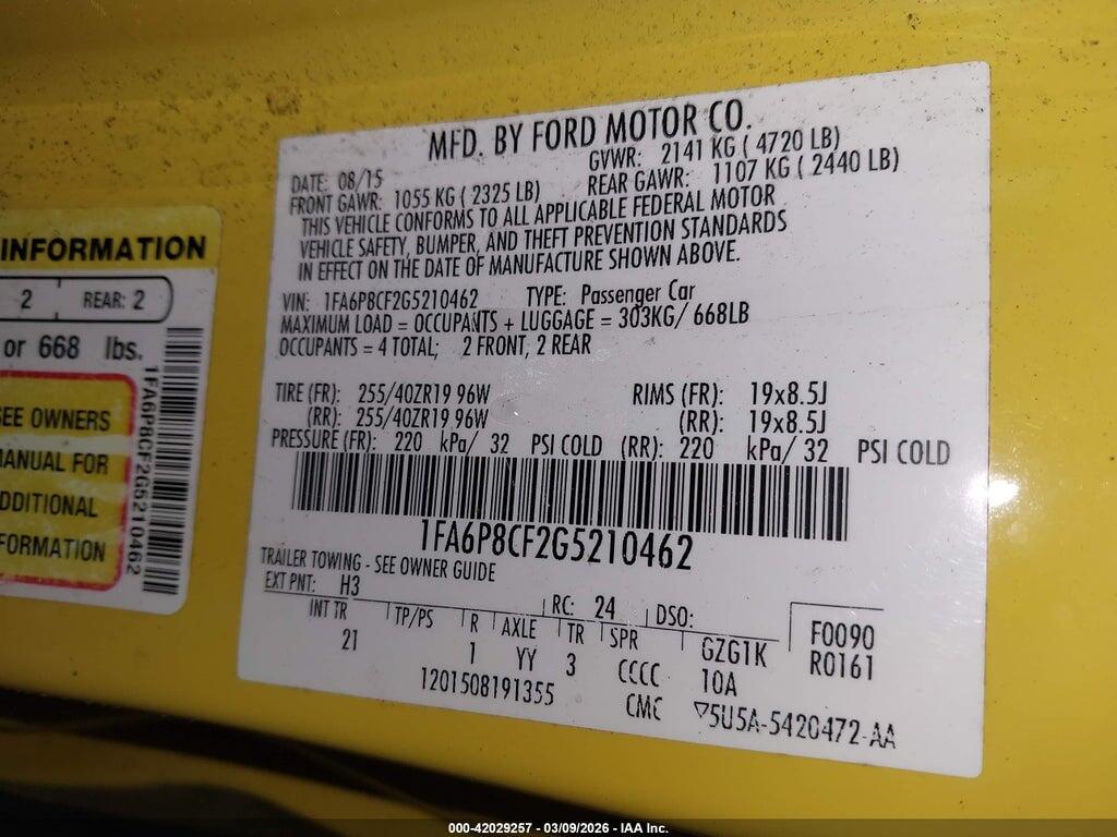 1FA6P8CF2G5210462 2016 FORD MUSTANG photo no. 9