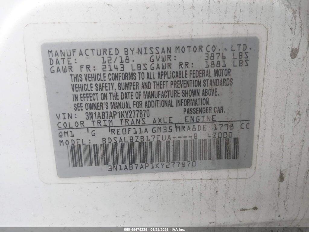 3N1AB7AP1KY277870 2019 NISSAN SENTRA photo no. 9