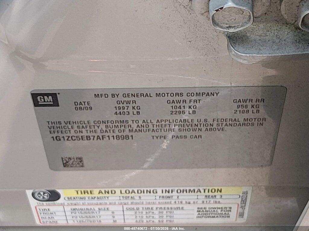 1G1ZC5EB7AF118981 2010 CHEVROLET MALIBU photo no. 9