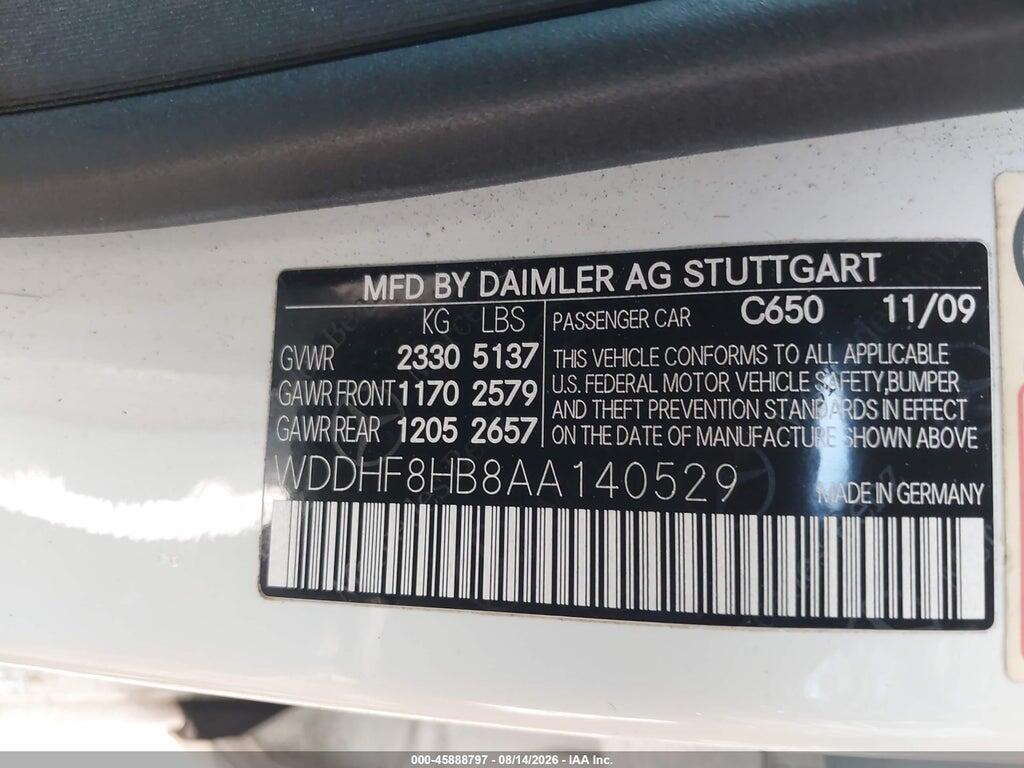WDDHF8HB8AA140529 2010 MERCEDES-BENZ E 350 photo no. 9