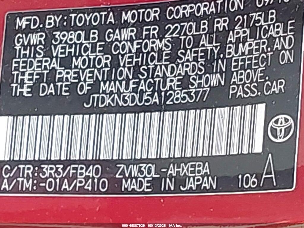 JTDKN3DU5A1285377 2010 TOYOTA PRIUS photo no. 9