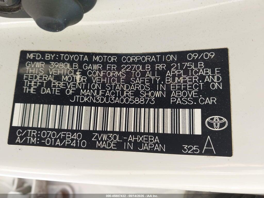 JTDKN3DU3A0058873 2010 TOYOTA PRIUS photo no. 9