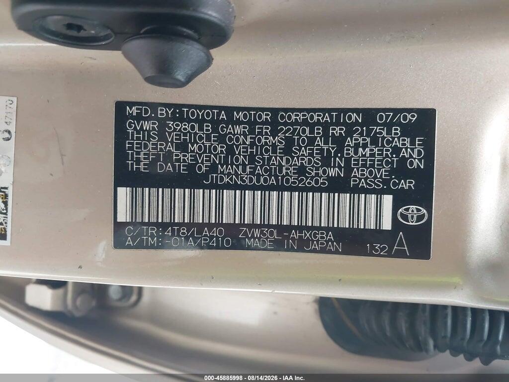 JTDKN3DU0A1052605 2010 TOYOTA PRIUS photo no. 9