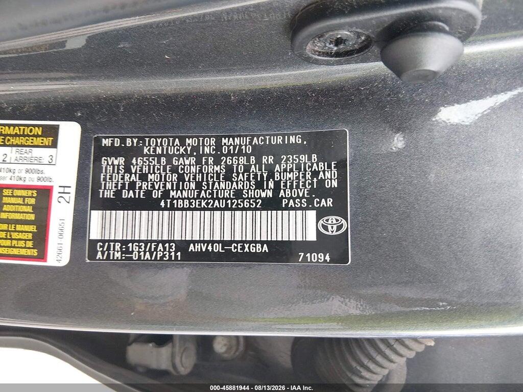 4T1BB3EK2AU125652 2010 TOYOTA CAMRY HYBRID photo no. 9