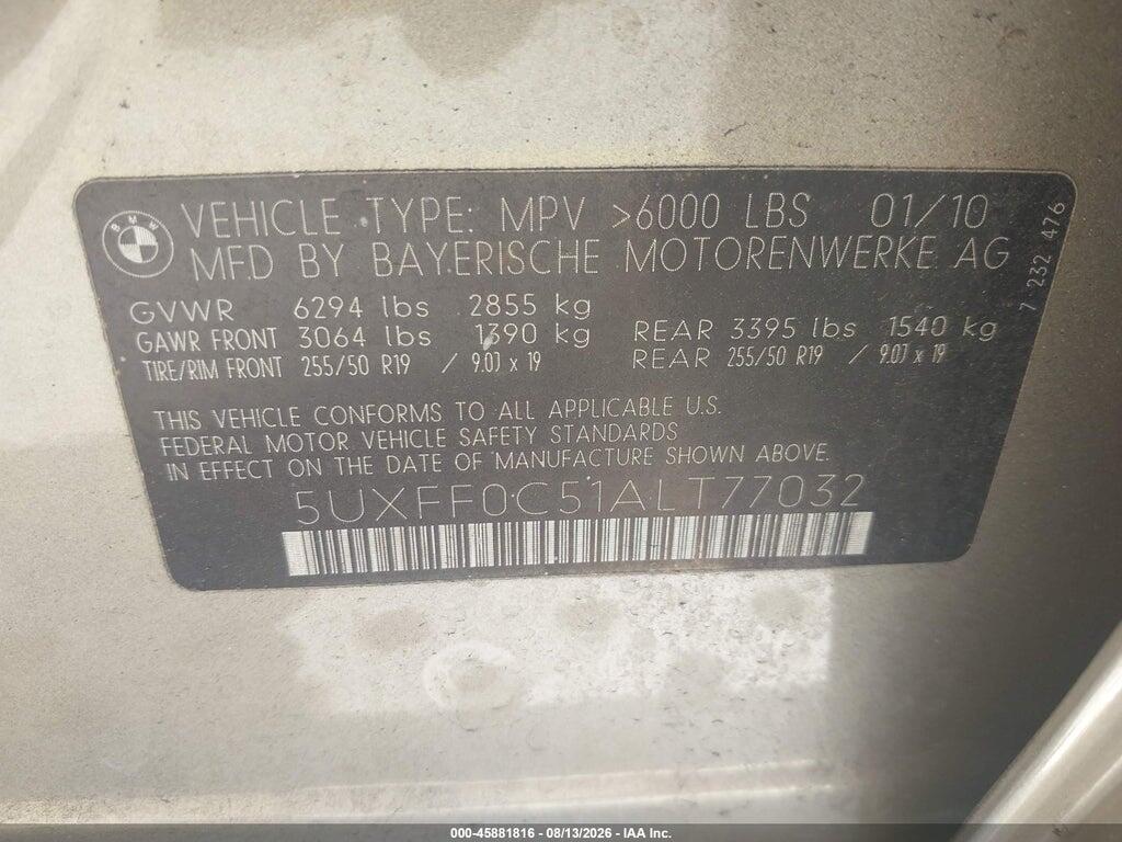 5UXFF0C51ALT77032 2010 BMW X5 photo no. 9