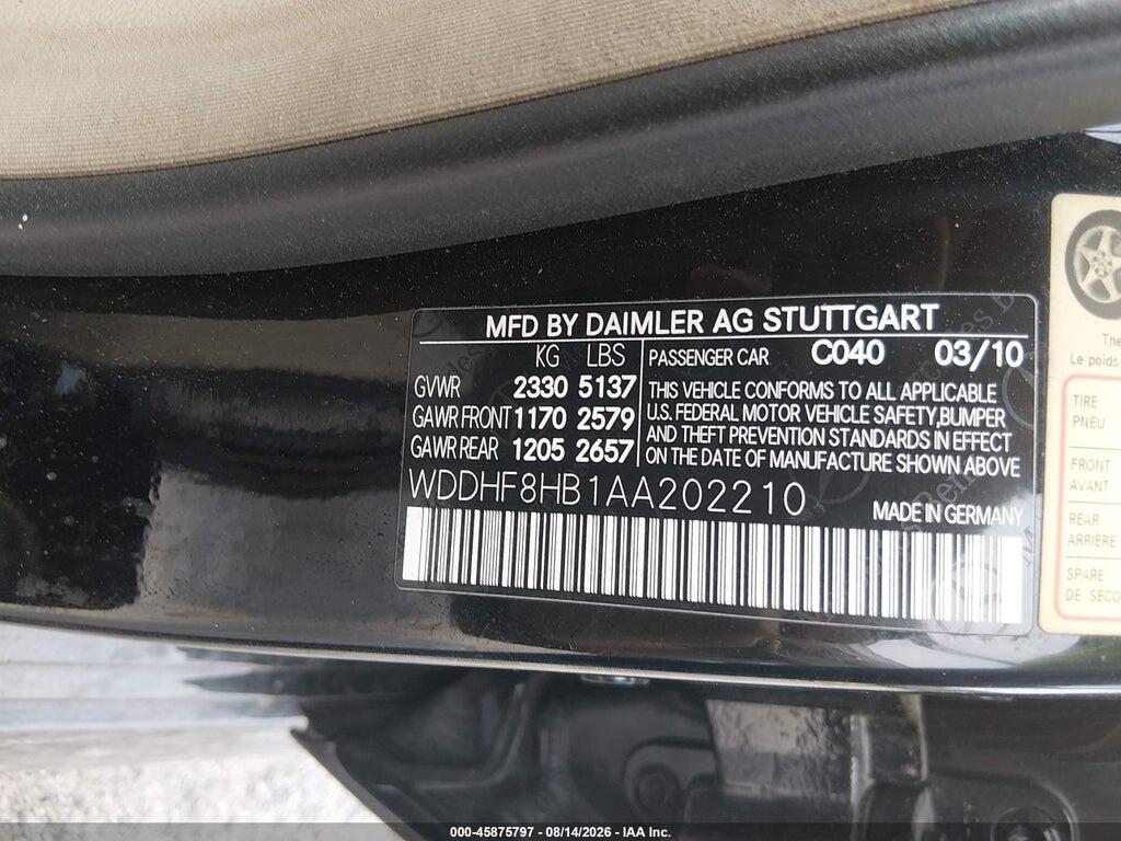 WDDHF8HB1AA202210 2010 MERCEDES-BENZ E 350 photo no. 9