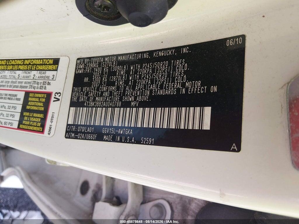 4T3BK3BB2AU040788 2010 TOYOTA VENZA photo no. 9