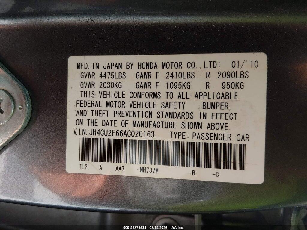 JH4CU2F66AC020163 2010 ACURA TSX photo no. 9