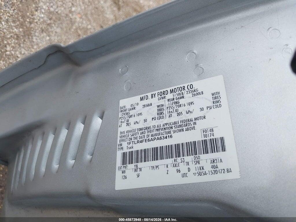 1FTLR4FE6APA63416 2010 FORD RANGER photo no. 9