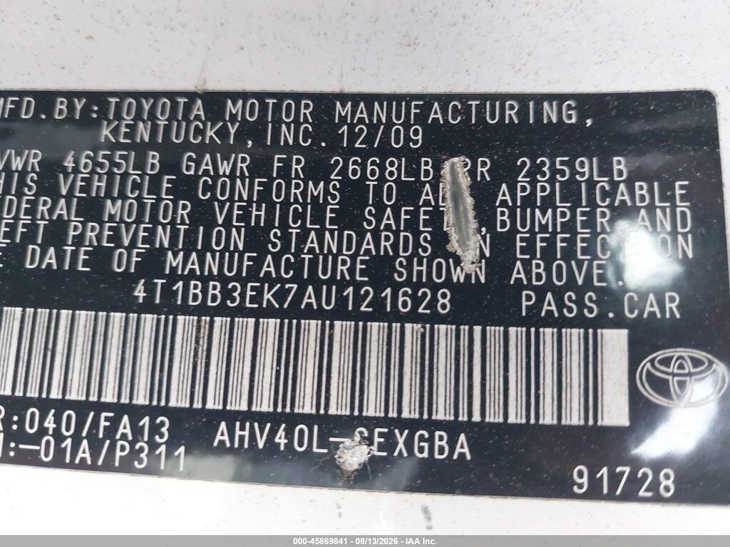 4T1BB3EK7AU121628 2010 TOYOTA CAMRY HYBRID photo no. 4