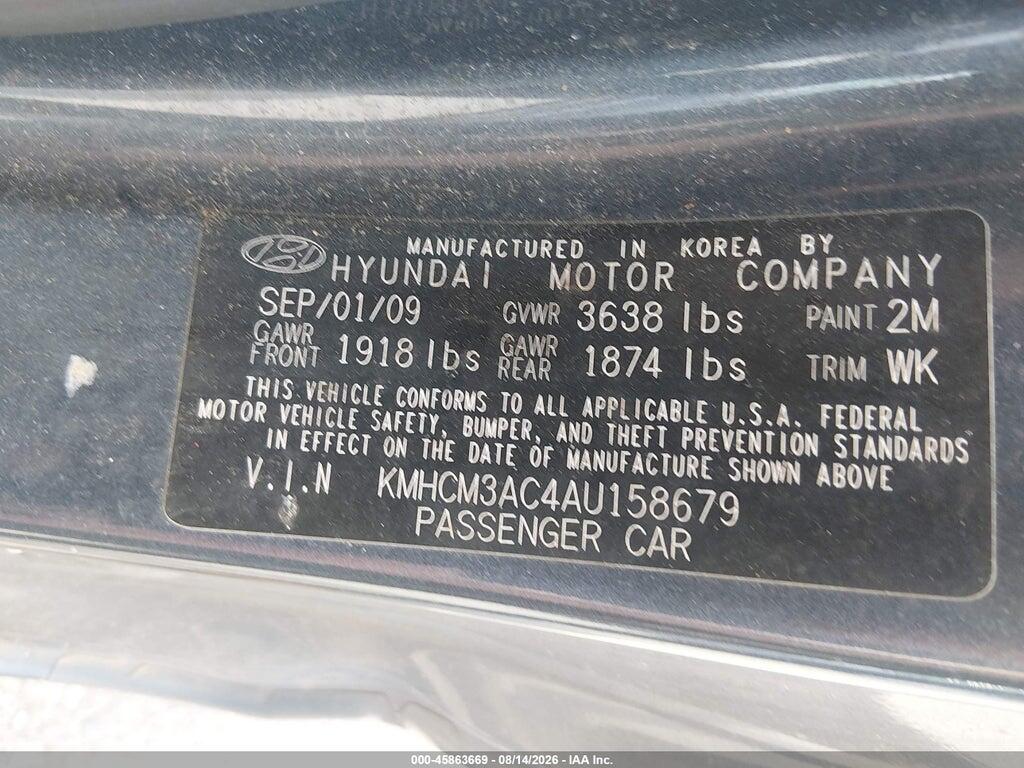 KMHCM3AC4AU158679 2010 HYUNDAI ACCENT photo no. 9