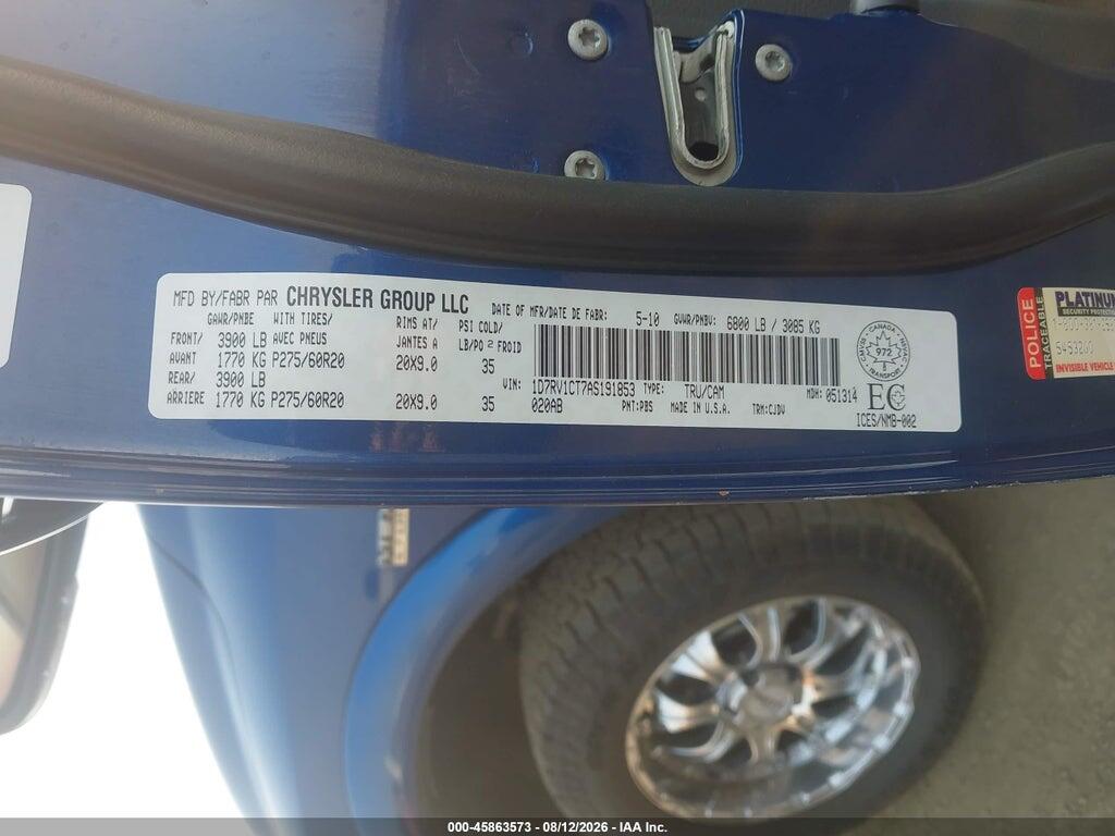 1D7RV1CT7AS191853 2010 DODGE RAM 1500 photo no. 9